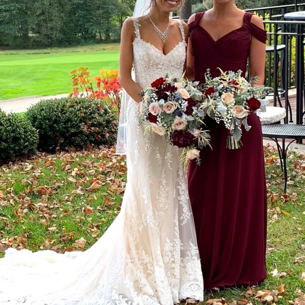 Maroon bridesmaid dress